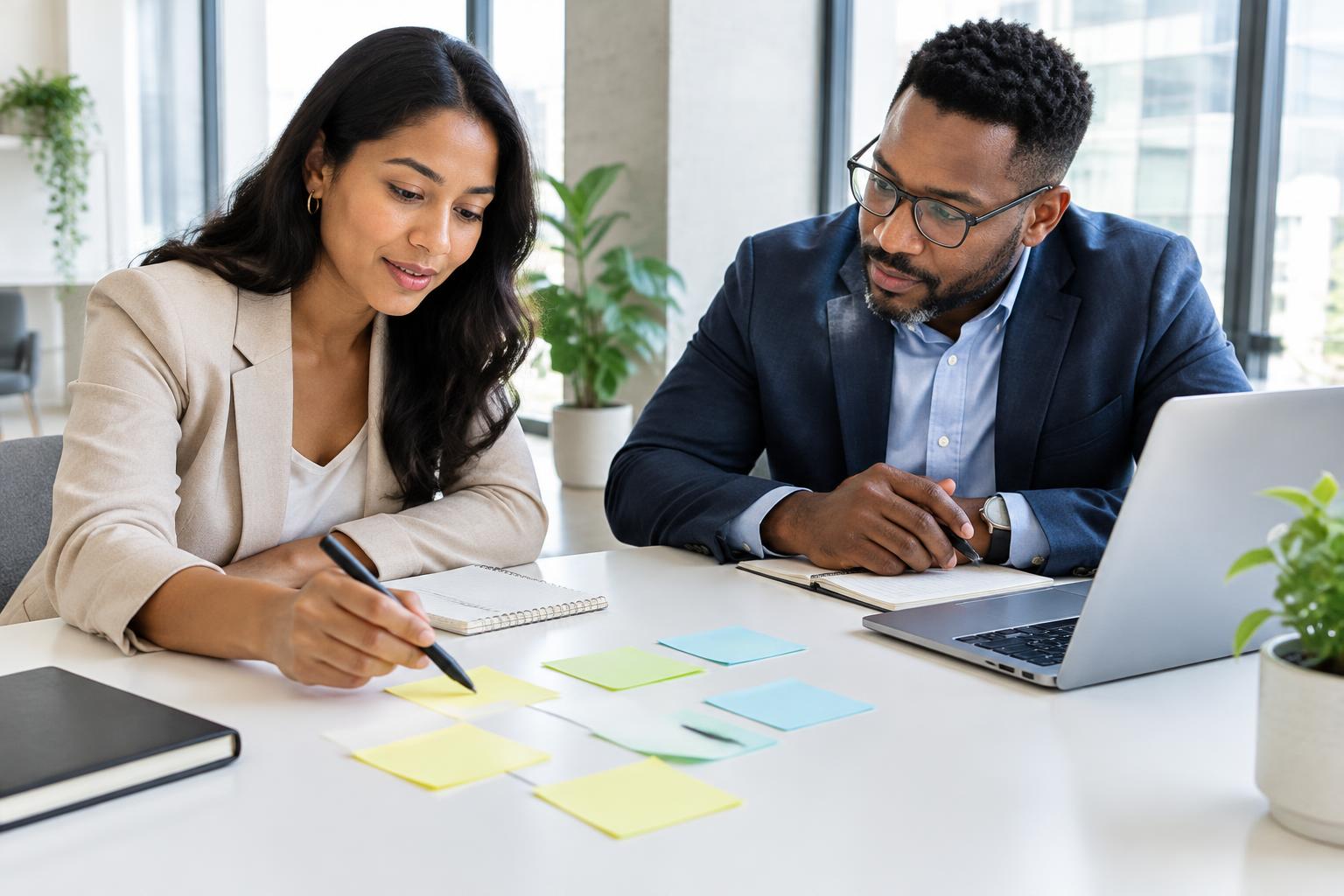 Professional and advisor mapping out a career plan